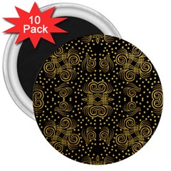 Pattern Seamless Gold 3d Abstraction Ornate 3  Magnets (10 Pack)  by Ravend