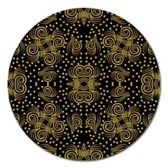 Pattern Seamless Gold 3d Abstraction Ornate Magnet 5  (round) by Ravend