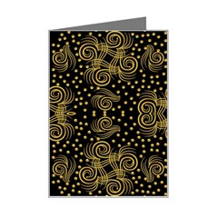 Pattern Seamless Gold 3d Abstraction Ornate Mini Greeting Card by Ravend