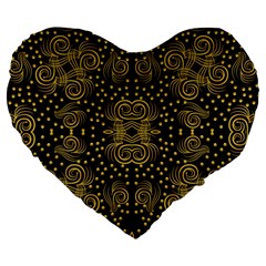 Pattern Seamless Gold 3d Abstraction Ornate Large 19  Premium Heart Shape Cushions by Ravend