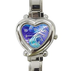 Majestic Ocean Waves Heart Italian Charm Watch by GardenOfOphir