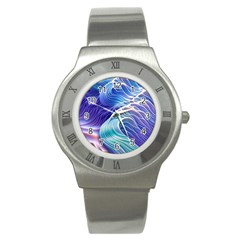 Majestic Ocean Waves Stainless Steel Watch by GardenOfOphir