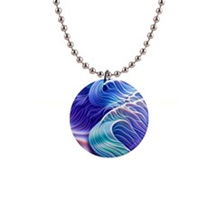 Majestic Ocean Waves 1  Button Necklace by GardenOfOphir