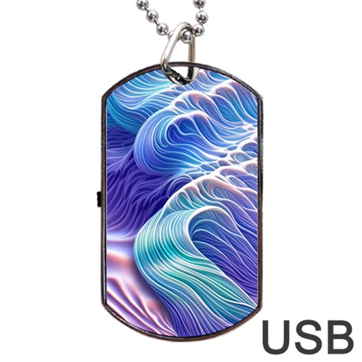 Majestic Ocean Waves Dog Tag USB Flash (One Side)