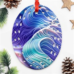 Majestic Ocean Waves Ornament (oval Filigree) by GardenOfOphir