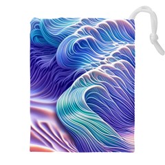 Majestic Ocean Waves Drawstring Pouch (4xl) by GardenOfOphir