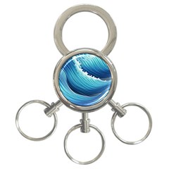 Simple Summer Wave Pattern 3-ring Key Chain by GardenOfOphir