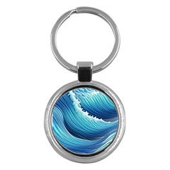 Simple Summer Wave Pattern Key Chain (round) by GardenOfOphir