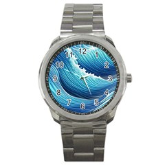 Simple Summer Wave Pattern Sport Metal Watch by GardenOfOphir