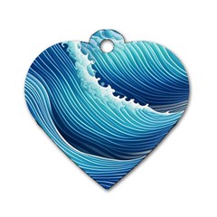 Simple Summer Wave Pattern Dog Tag Heart (two Sides)