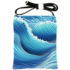 Simple Summer Wave Pattern Shoulder Sling Bag by GardenOfOphir