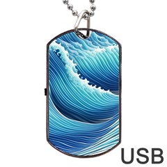 Simple Summer Wave Pattern Dog Tag Usb Flash (one Side) by GardenOfOphir