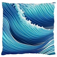 Simple Summer Wave Pattern Large Cushion Case (two Sides) by GardenOfOphir