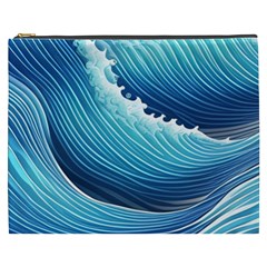 Simple Summer Wave Pattern Cosmetic Bag (xxxl) by GardenOfOphir