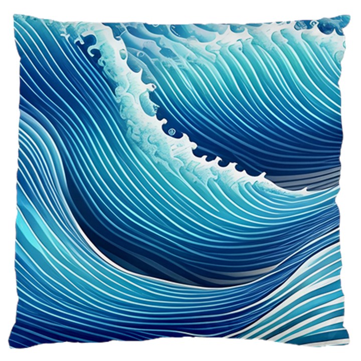 Simple Summer Wave Pattern Standard Premium Plush Fleece Cushion Case (Two Sides)