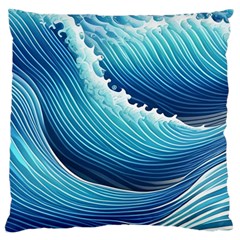 Simple Summer Wave Pattern Large Premium Plush Fleece Cushion Case (one Side) by GardenOfOphir