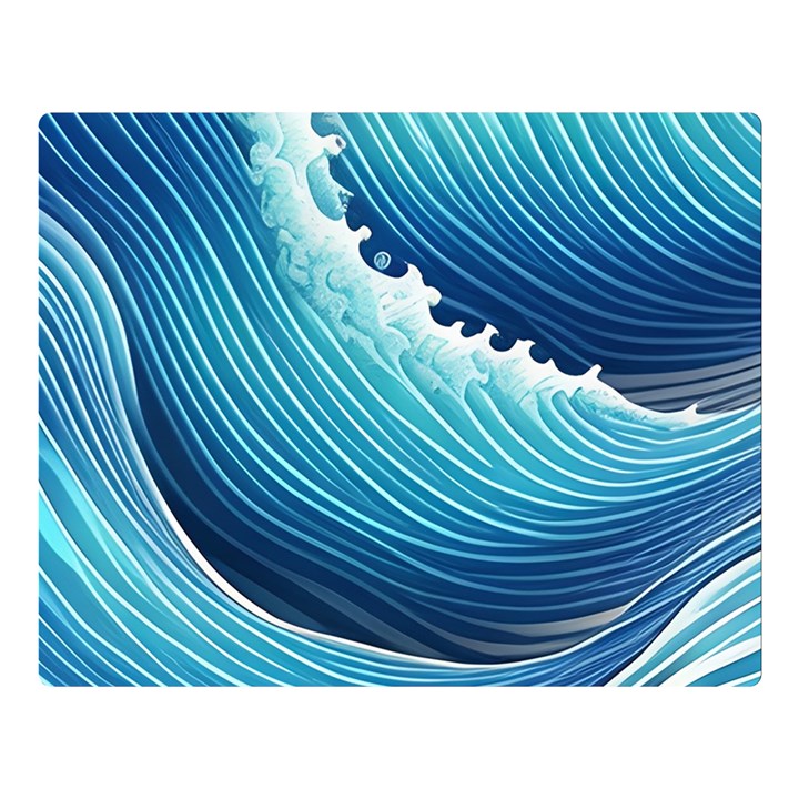 Simple Summer Wave Pattern Premium Plush Fleece Blanket (Large)