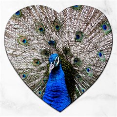 Peacock Bird Animal Feather Nature Colorful Jigsaw Puzzle (heart) by Ravend