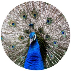 Peacock Bird Animal Feather Nature Colorful Wooden Puzzle Round by Ravend