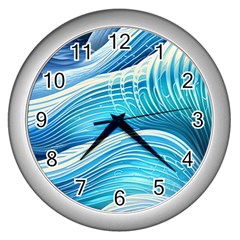 Sea Of Blue Wall Clock (silver) by GardenOfOphir