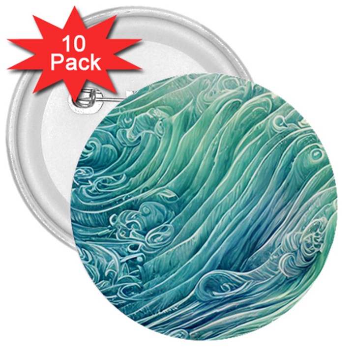 Wave Of The Ocean 3  Buttons (10 pack) 