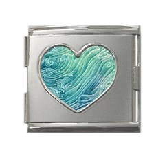 Wave Of The Ocean Mega Link Heart Italian Charm (18mm) by GardenOfOphir