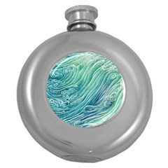 Wave Of The Ocean Round Hip Flask (5 Oz) by GardenOfOphir