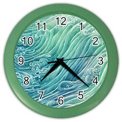 Wave Of The Ocean Color Wall Clock by GardenOfOphir