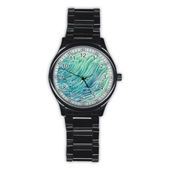 Wave Of The Ocean Stainless Steel Round Watch by GardenOfOphir