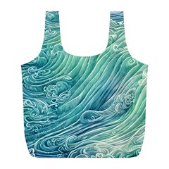 Wave Of The Ocean Full Print Recycle Bag (l) by GardenOfOphir