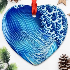 Wave Beach Iii Ornament (heart) by GardenOfOphir