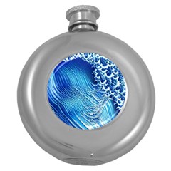 Wave Beach Iii Round Hip Flask (5 Oz) by GardenOfOphir