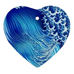 Wave Beach Iii Heart Ornament (two Sides) by GardenOfOphir