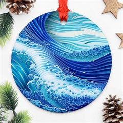 Water Waves Ornament (round) by GardenOfOphir