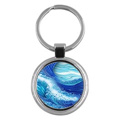 Water Waves Key Chain (round) by GardenOfOphir