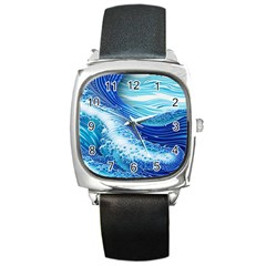 Water Waves Square Metal Watch