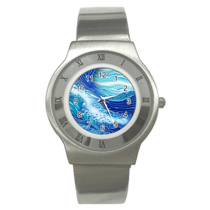 Water Waves Stainless Steel Watch