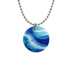 Water Waves 1  Button Necklace by GardenOfOphir