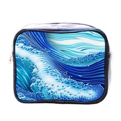 Water Waves Mini Toiletries Bag (one Side) by GardenOfOphir