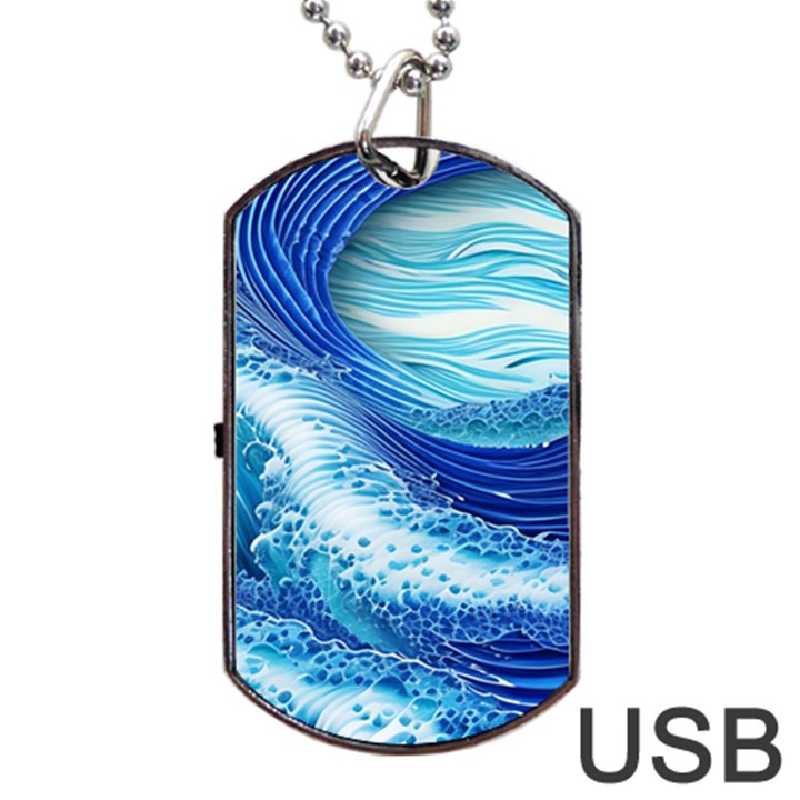 Water Waves Dog Tag USB Flash (Two Sides)