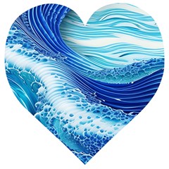 Water Waves Wooden Puzzle Heart by GardenOfOphir