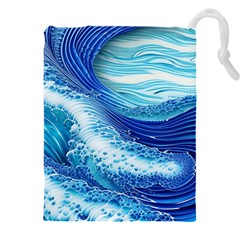 Water Waves Drawstring Pouch (4xl) by GardenOfOphir