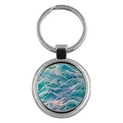 Waves Of The Ocean Ii Key Chain (round) by GardenOfOphir