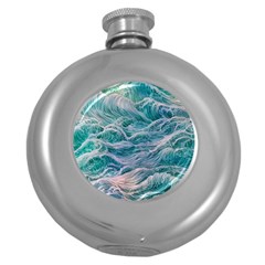 Waves Of The Ocean Ii Round Hip Flask (5 Oz) by GardenOfOphir