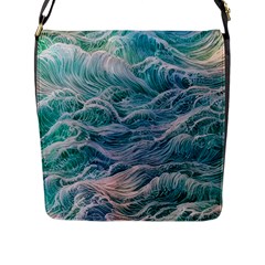 Waves Of The Ocean Ii Flap Closure Messenger Bag (l) by GardenOfOphir