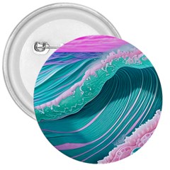 Pink Ocean Waves 3  Buttons by GardenOfOphir