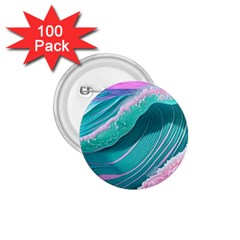 Pink Ocean Waves 1 75  Buttons (100 Pack)  by GardenOfOphir