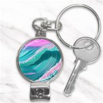 Pink Ocean Waves Nail Clippers Key Chain Front