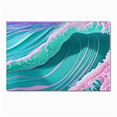 Pink Ocean Waves Postcards 5  X 7  (pkg Of 10)