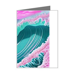 Pink Ocean Waves Mini Greeting Card by GardenOfOphir